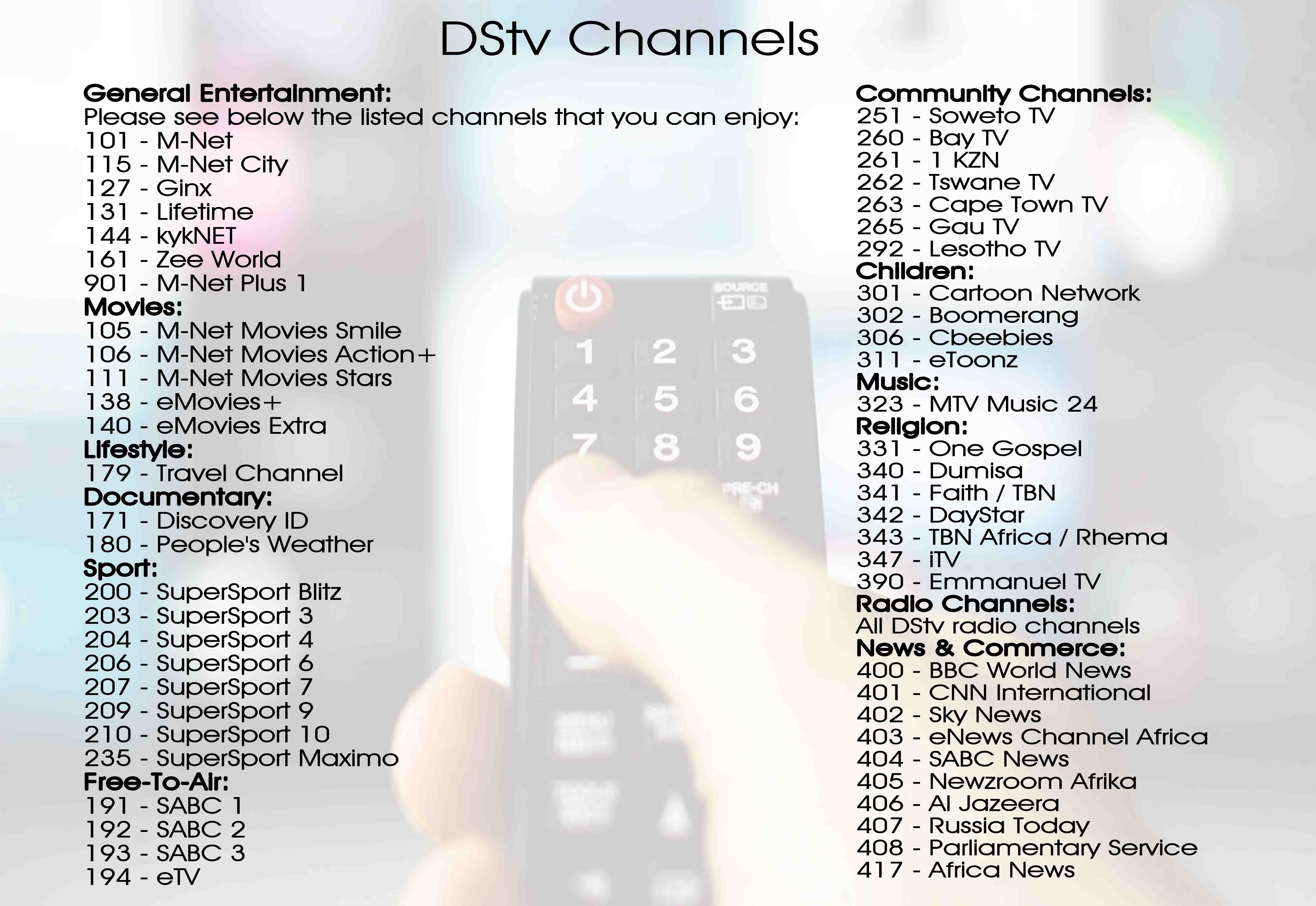 Dstv Channels